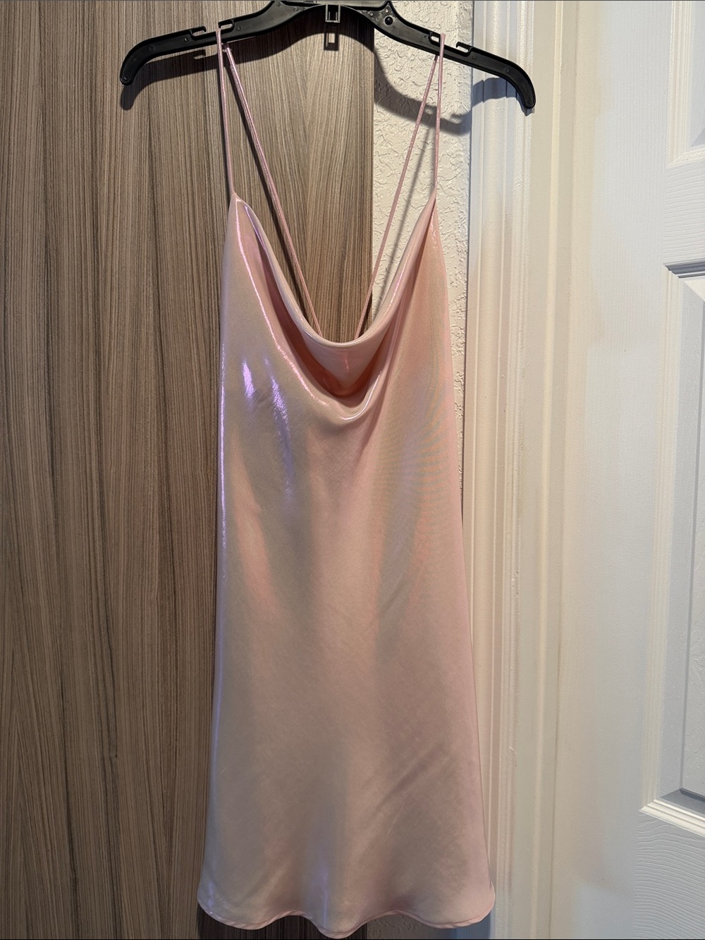 Zara Light Pink Satin Cowl Slip Dress